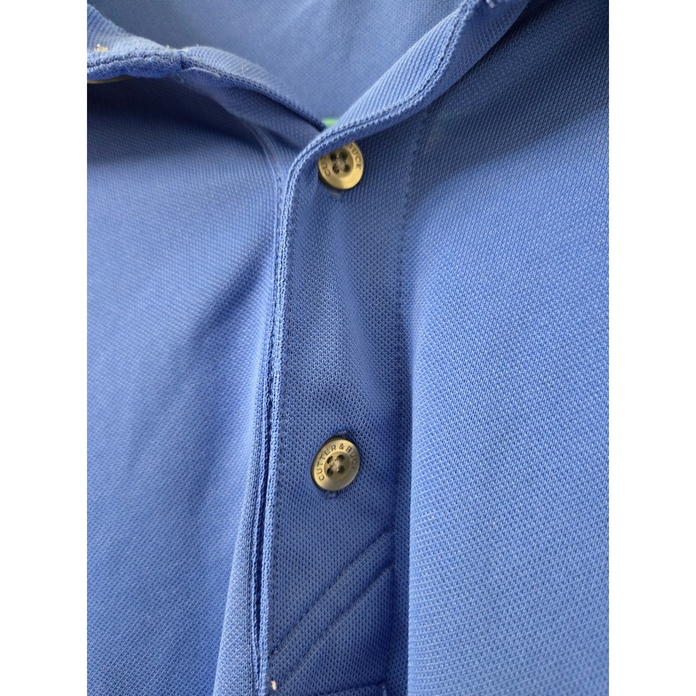 Cutter & Buck Mens XXXL Blue Recycled Polyester Stretch Short Sleeve Polo Shirt - Picture 5 of 6
